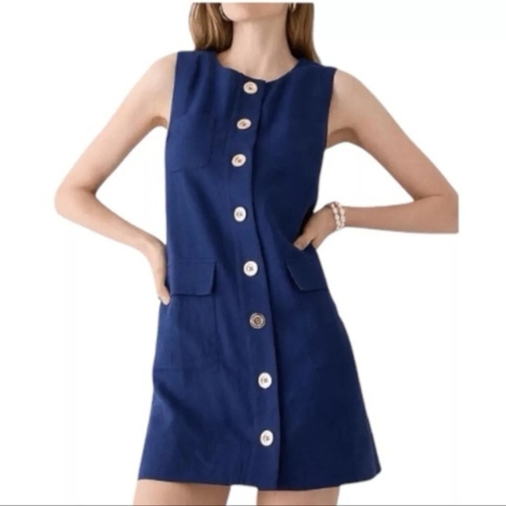 J-Crew Blue Shift Dress in Linen — New!